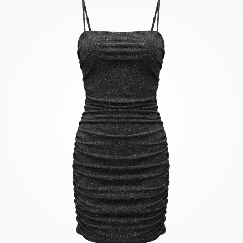 Radiante Couture Navy Glitter Ruched Bodycon Mini Dress Women's XS Party Club